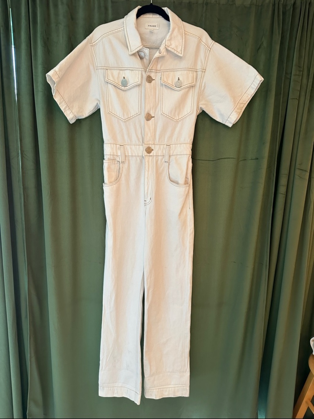 FRAME White Denim Jumpsuit